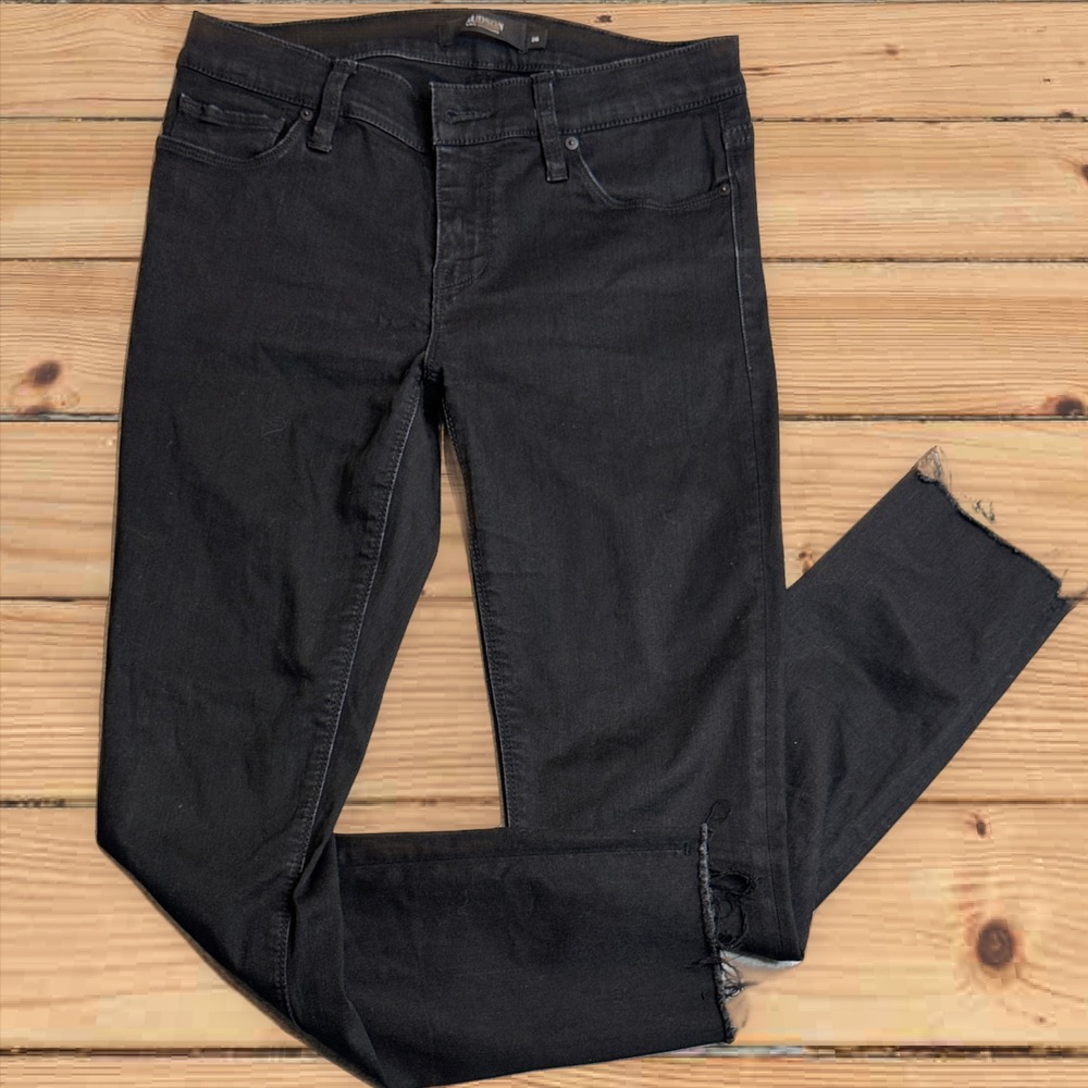 Hudson Womens Jeans Tally Skinny‎ Black Distressed Raw Hem Size 26